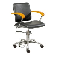 Styling hairdresser chair London C, armrest beech/ armrest black