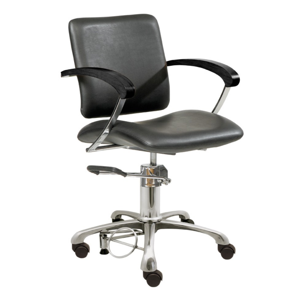 Styling hairdresser chair London C, armrest beech/ armrest black