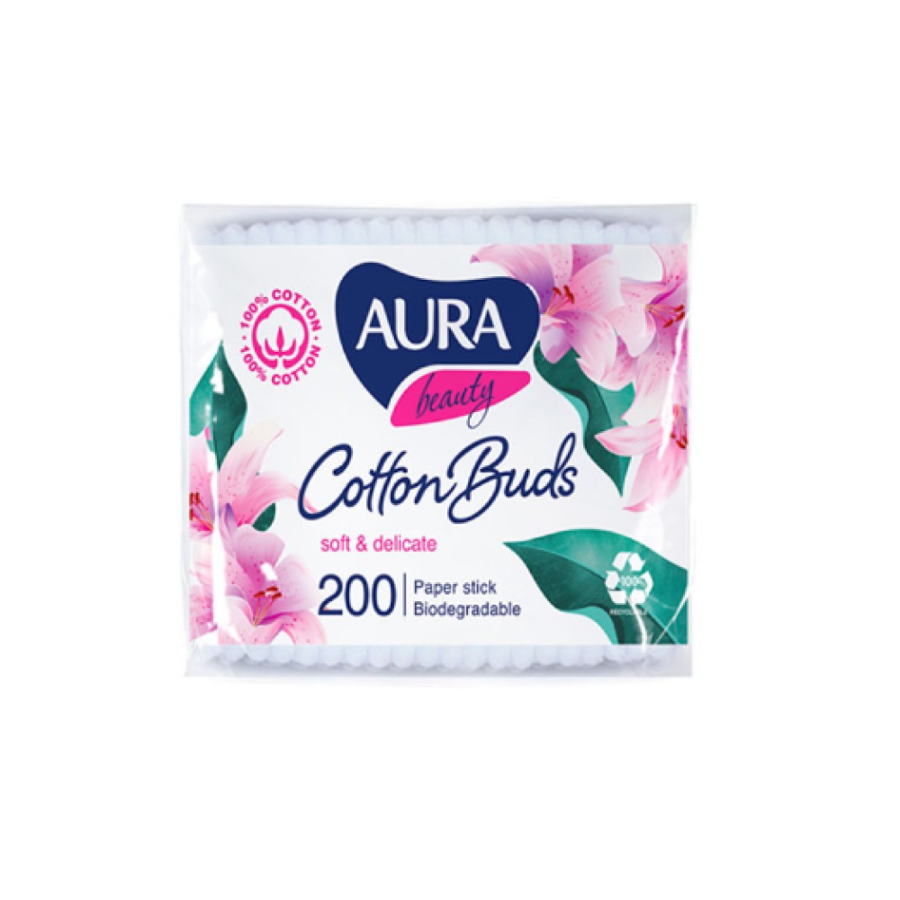 Aura Beauty Cotton Buds, 200psc.