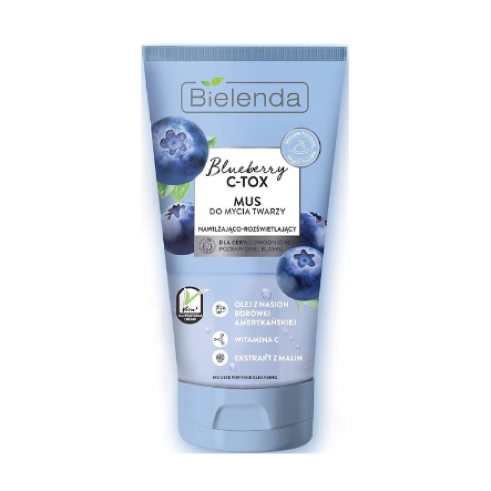 Bielenda Blueberry C-TOX Face Foam - Putas sejai, attīrošas, melleņu sēklu eļļa + C vitamīnu + aveņu ekstraktu, 135gr.