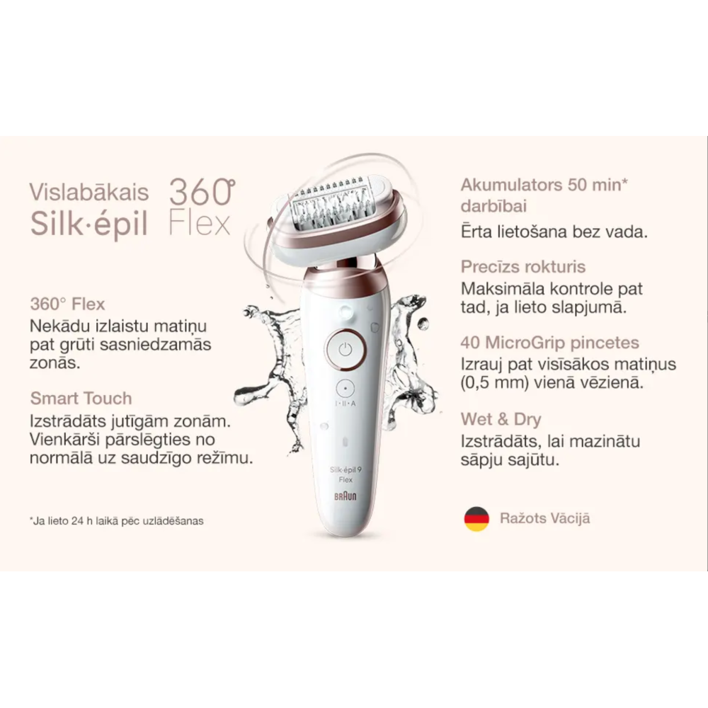 BRAUN Silk 9 epilators SES9-030, komplektā uzgaļi