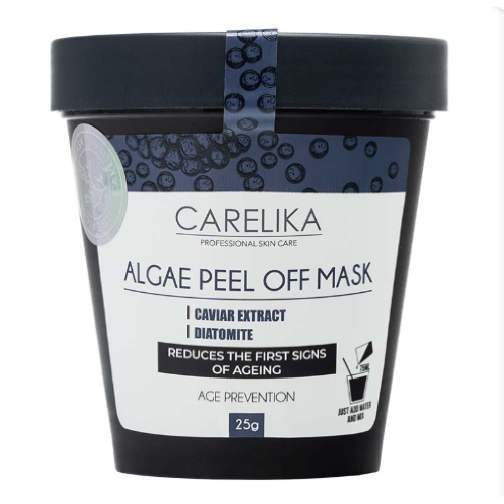 CARELIKA Algea Peel Off Mask Caviar Extract - Plastificējoša maska starojošai un mirdzošai ādai ar melnajiem ikriem, 25gr.