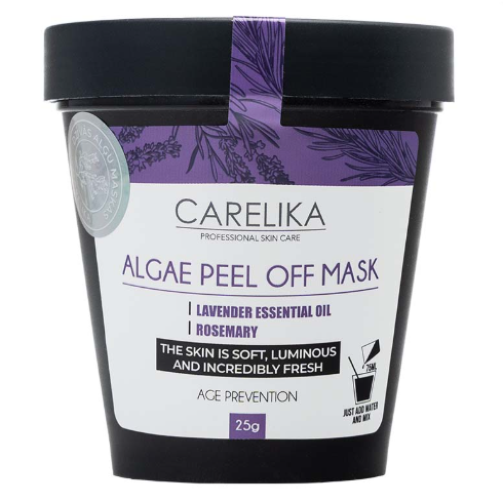 CARELIKA Algea Peel Off Mask Lavender Oil - Plastificējoša maska pret novecošanos, šūnu reģenerācijai, 25gr.