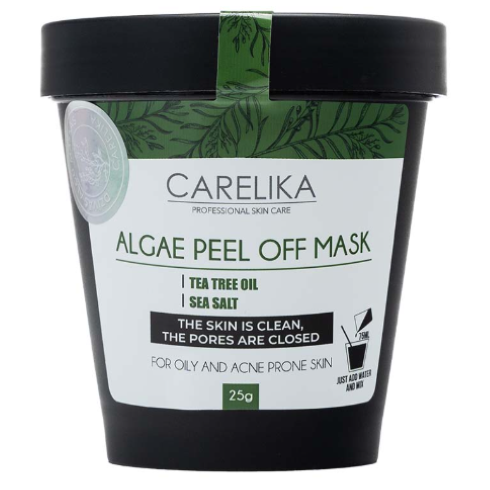 CARELIKA Algea Peel Off Mask Tea Tree Oil - Plastificējoša maska taukainai, kombinētai ādai ar tējas koka eļļu, 25gr.