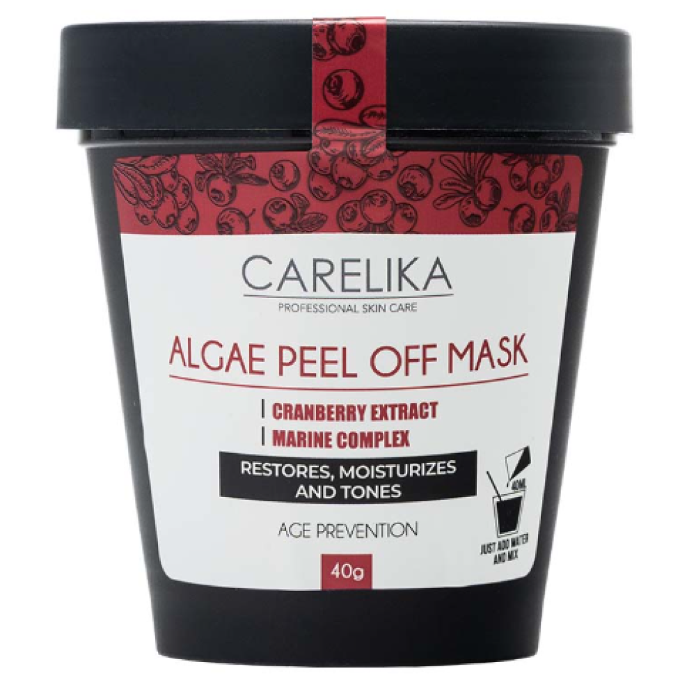 CARELIKA Algea Peel Off Mask Cranberry Extract - Plastificējoša pret novecošanās un pretiekaisumu maska, 40gr. CARELIKA Algea Peel Off Mask Cranberry Extract - Plastificējoša pret novecošanās un pretiekaisumu maska, 40gr.