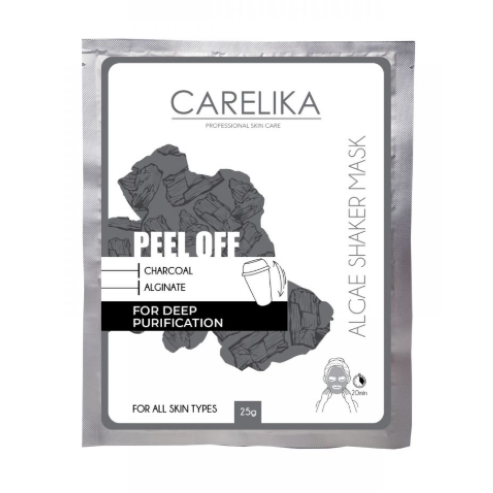 CARELIKA Shaker Peel Off Mask Charcoal - Attīroša un detoksificējoša maska ar ogli, 20gr.