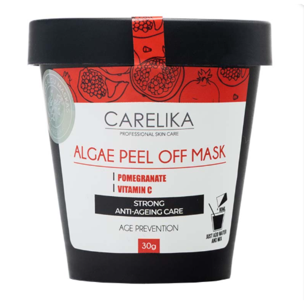 CARELIKA Algea Peel Off Mask Pomegranate - Plastificējoša granātabolu maska nobriedušai ādai, 30gr.