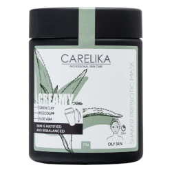 CARELIKA Shaker Prebiotic Creamy Mask Green Clay - Matējoša krēmmaska ar prebiotikām un zaļo mālu, 15gr.