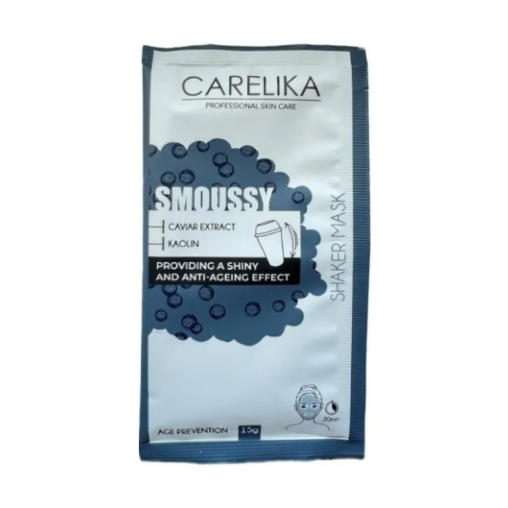 CARELIKA Shaker Smoussy Mask Caviar - Mirdzuma un pretnovecošanās putu maska ar ikriem, 15gr.