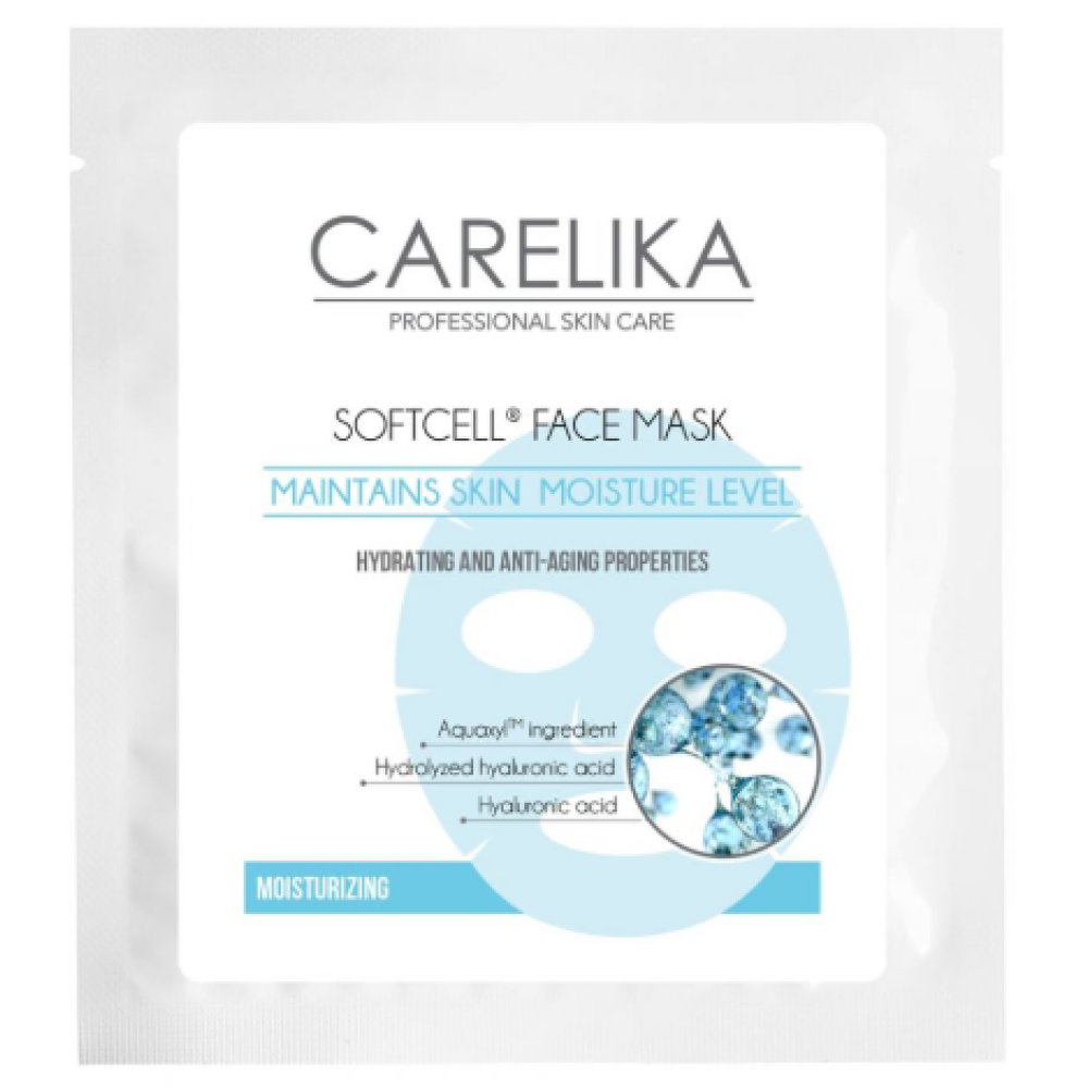 CARELIKA Softcell Face Mask - Mitrinoša un ar pretnovecošanās īpašībām Softcell auduma sejas maska, 15ml