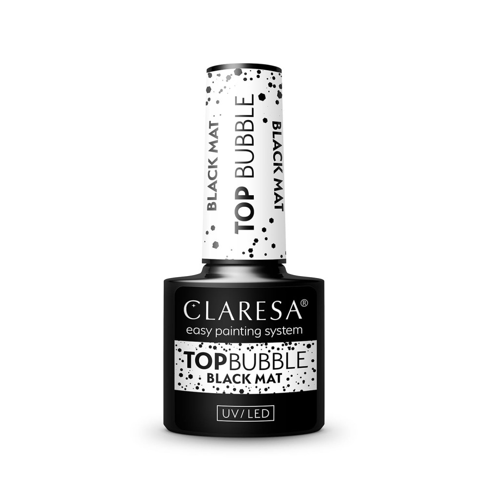 CLARESA Top Bubble Black Matt - Gela lakas virskārta, 5ml CLARESA Top Bubble Black Matt - Gela lakas virskārta, 5ml