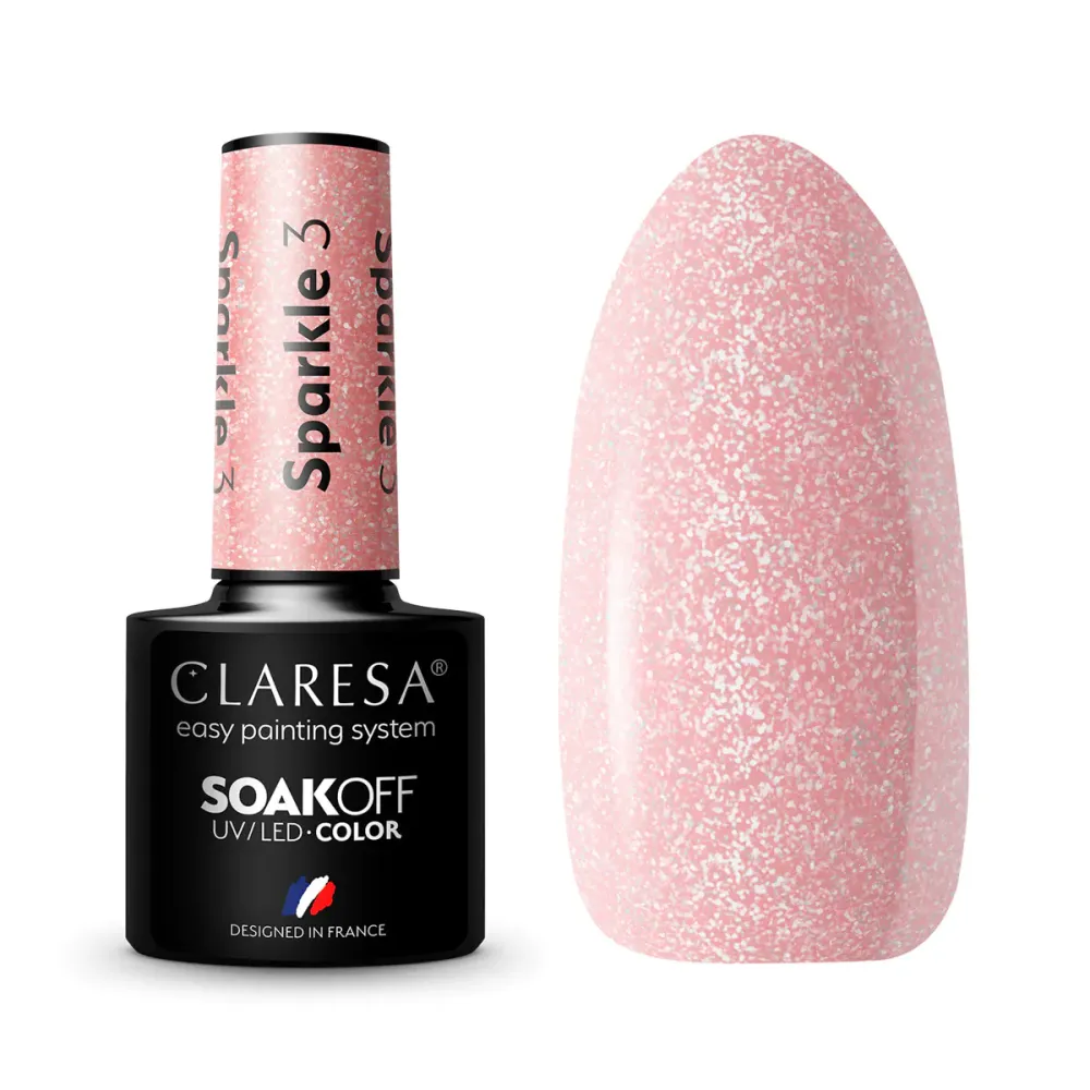 CLARESA Sparkle 3 - Стойкий гибридный гель лак для ногтей, 5ml