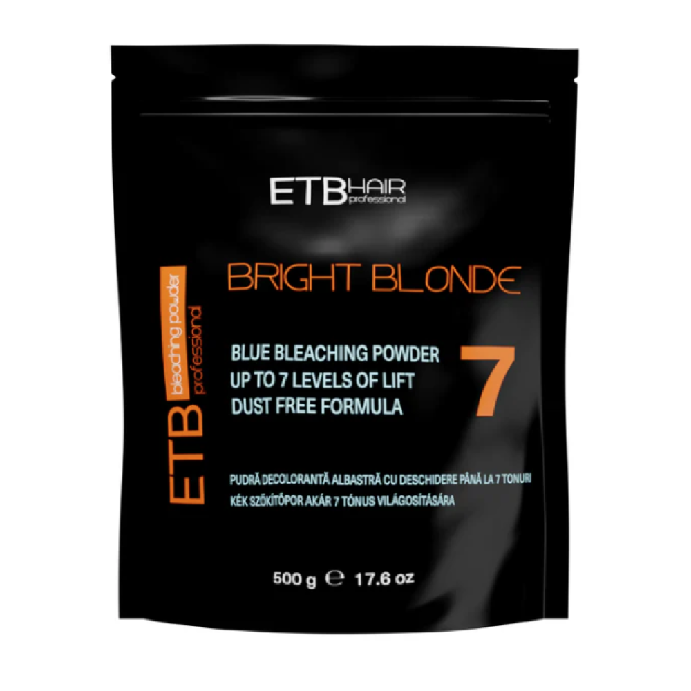 ETB Hair Professional Premium Blue Bleaching Powder 7 Level - Premium matu balināšanas pulveris ar zilu pigmentu, 500gr. (6426980003444)