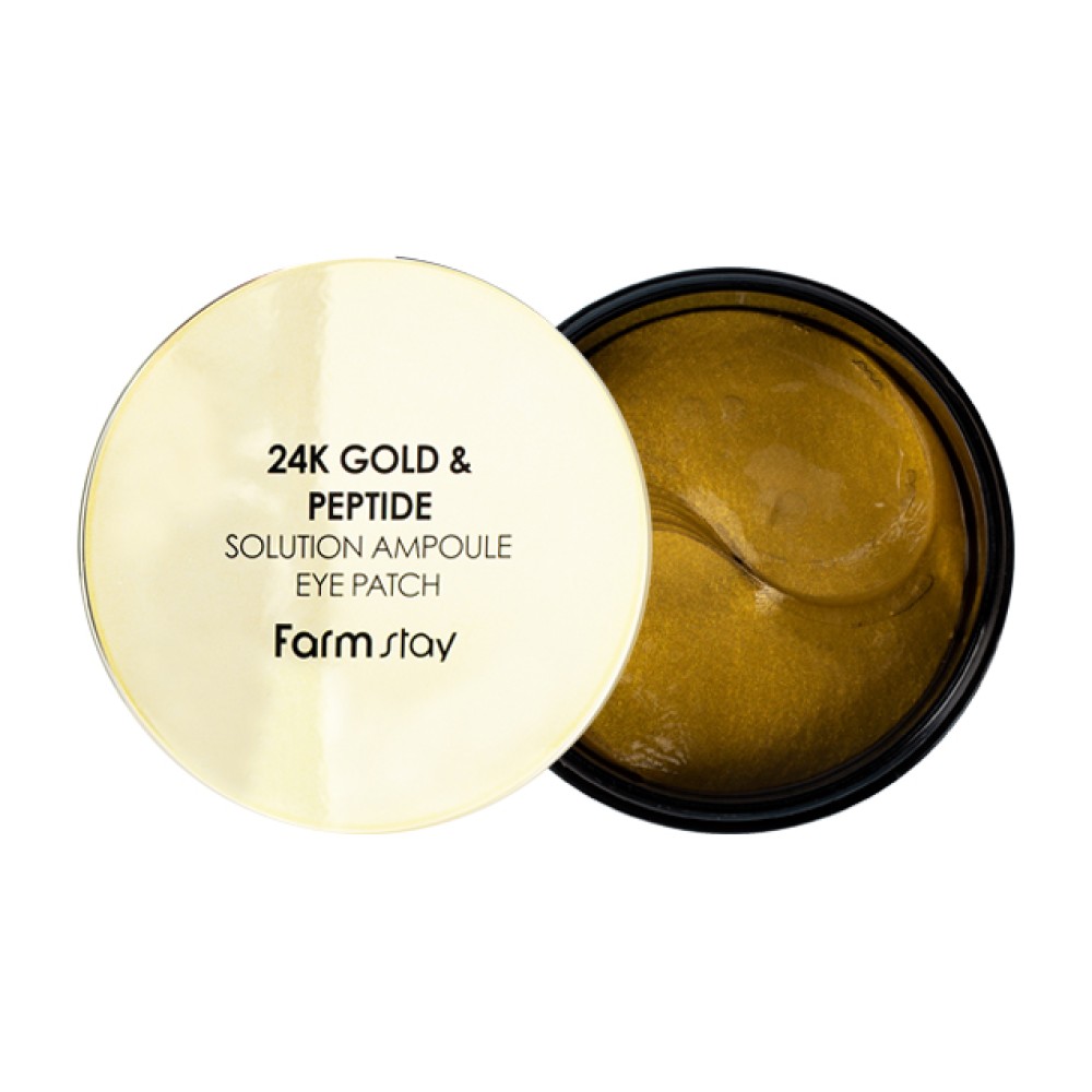 FarmStay 24K Gold & Peptide Solution Ampoule Eye Patch - Atjaunojošie acu patči ar zeltu un peptīdiem