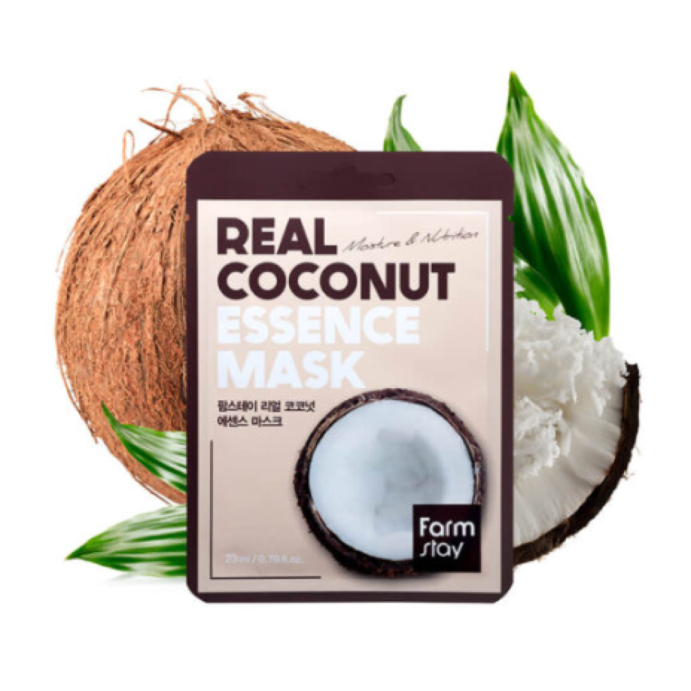 FarmStay Real Coconut Essence Mask - Mitrinoša pretnovecošanas auduma sejas maska