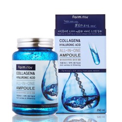 FarmStay Collagen & Hyaluronic Acid All-In-One Ampoule - Daudzfunkcionāls serums ar kolagēnu un hialuronskābi, 250ml