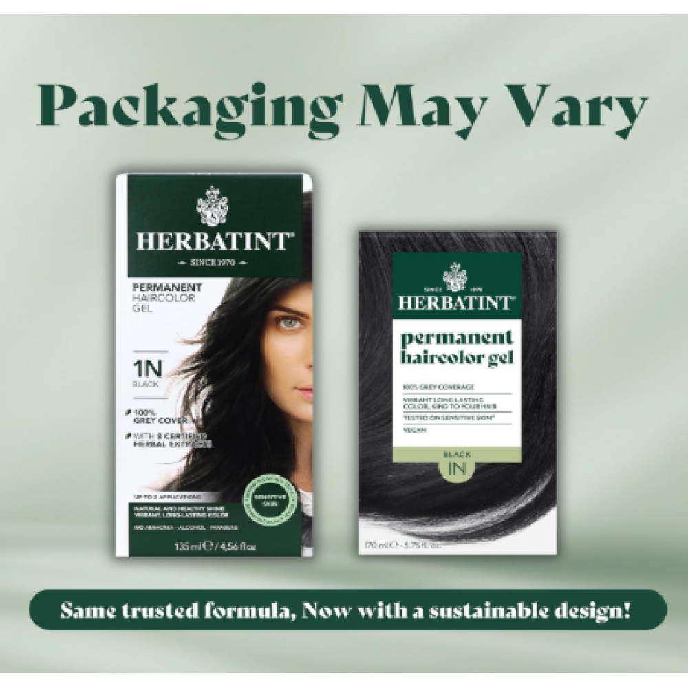 HERBATINT ilgnoturīga, dabīga augu gēlveida matu krāsa - 1N (Melna) (Herbatint1N)