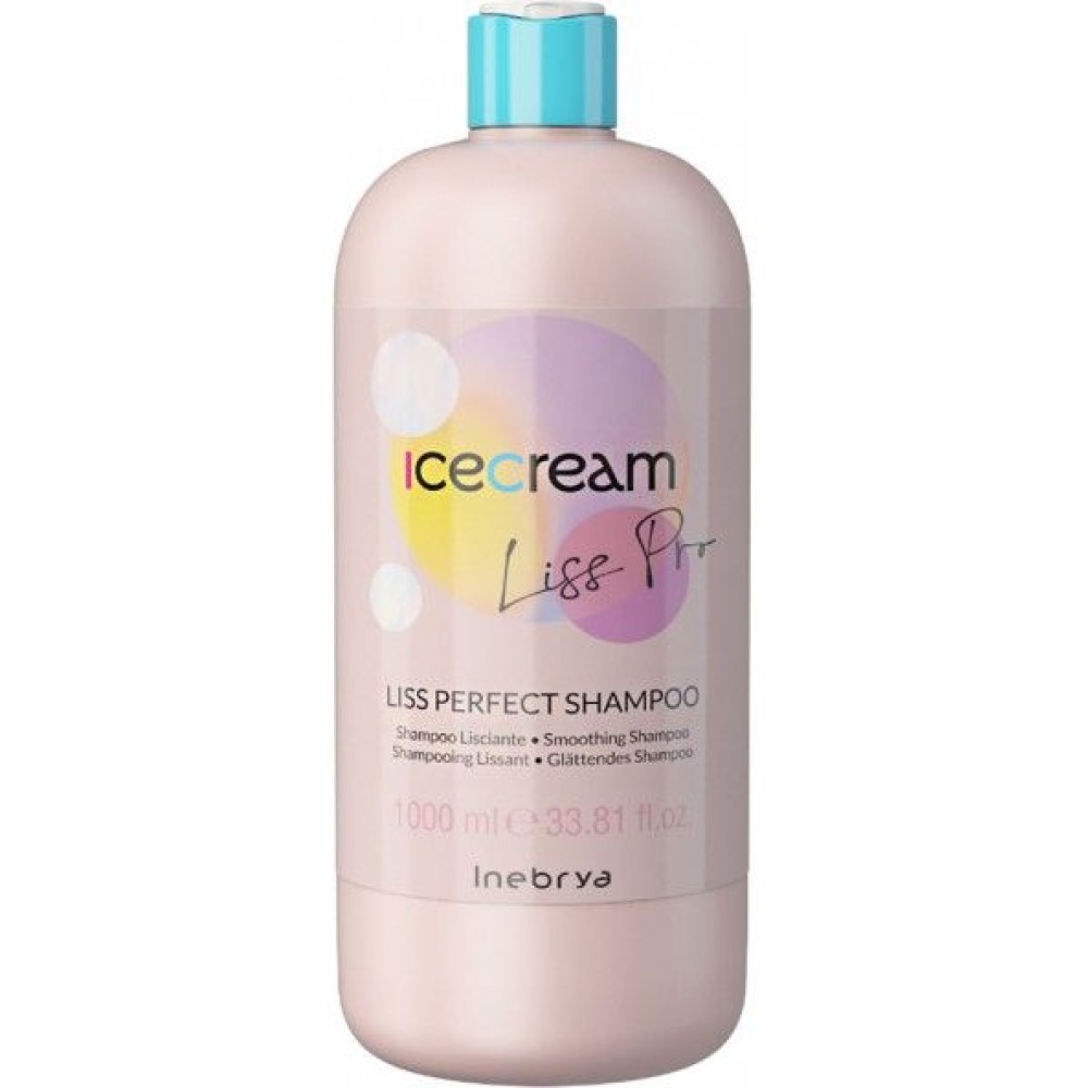 Inebrya Ice Cream Liss Perfect Shampoo - Разглаживающий шампунь для жёстких и непослушных волос, 1000ml