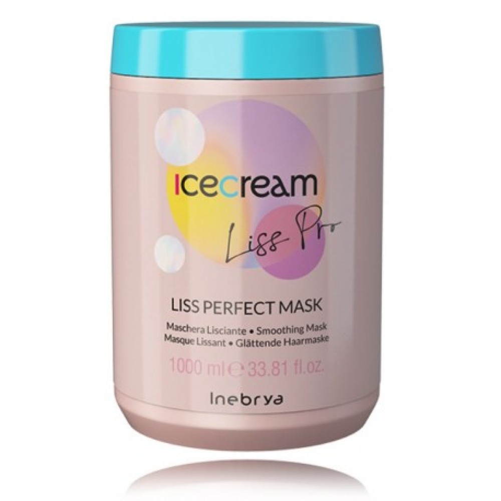 Inebrya Ice Cream Liss Perfect Mask - Taisnojoša maska nepakļāvīgiem un saveltiem matiem, 1000ml