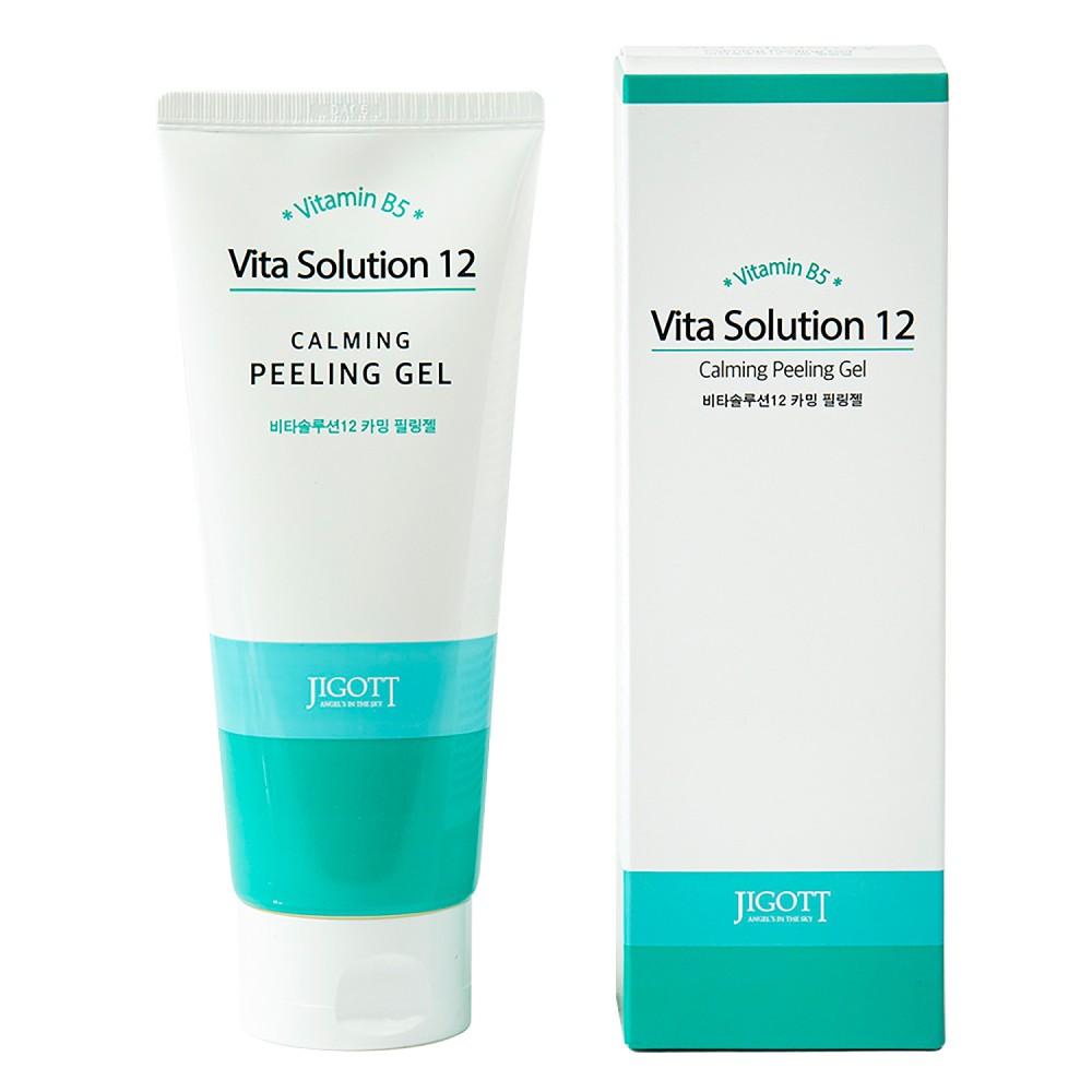 Jigott Vita Solution 12 Calming Peeling Gel - Nomierinošs pīlinga gēls sejai, 180ml