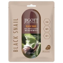 Jigott Black Snail Real Ampoule Mask - Тканевая маска с муцином улитки, 27ml