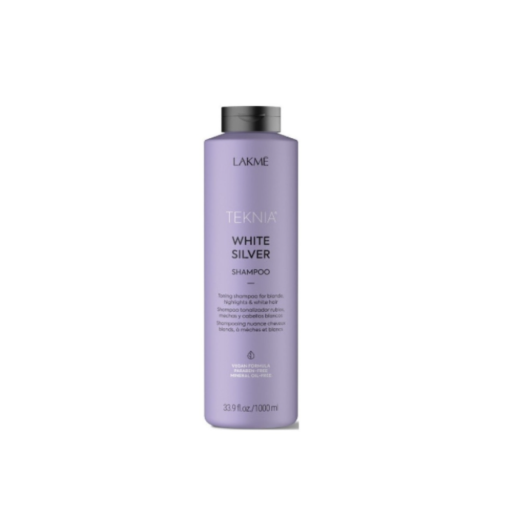 LAKME TEKNIA WHITE SILVER Shampoo - Šampūns pret dzelteno šķipsnu parādīšanos baltos matos, 1000ml (44011)