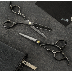 Lameo STAGE PRO SET OFFSET BLACK – Profesionālais frizieru šķēru komplekts ar futrāli
