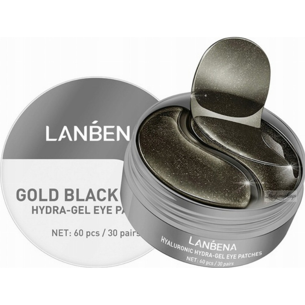 Lanbena Gold Black Pearl Hydra-gel Eye Patches - Hidrogēla acu plāksteri ar zeltu un melnām pērlēm