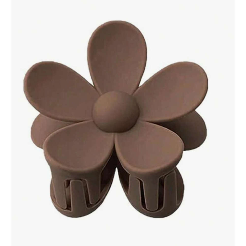 Flower Clip for Hair - dark brown