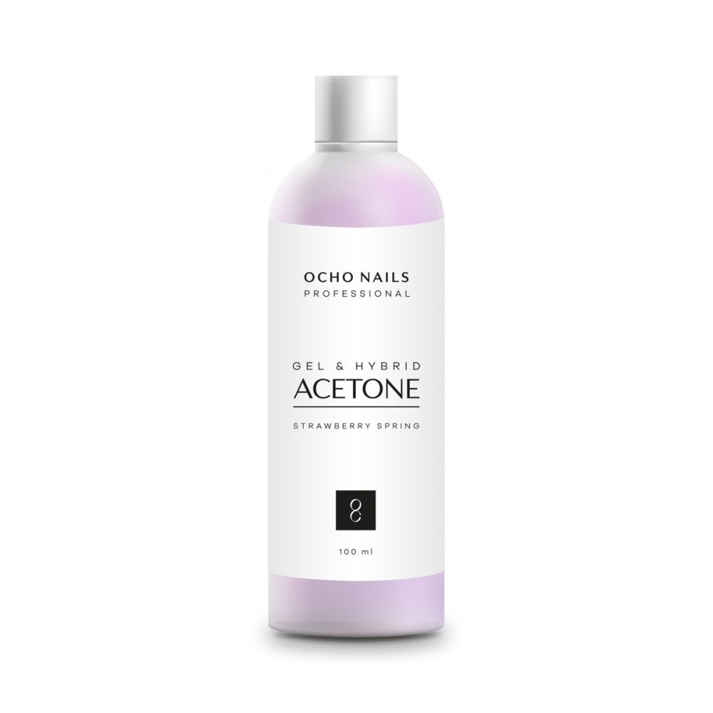 OCHO NAILS Strawberry Acetone - Šķidrums gēla lakas noņemšanai, ar acetonu, 100ml