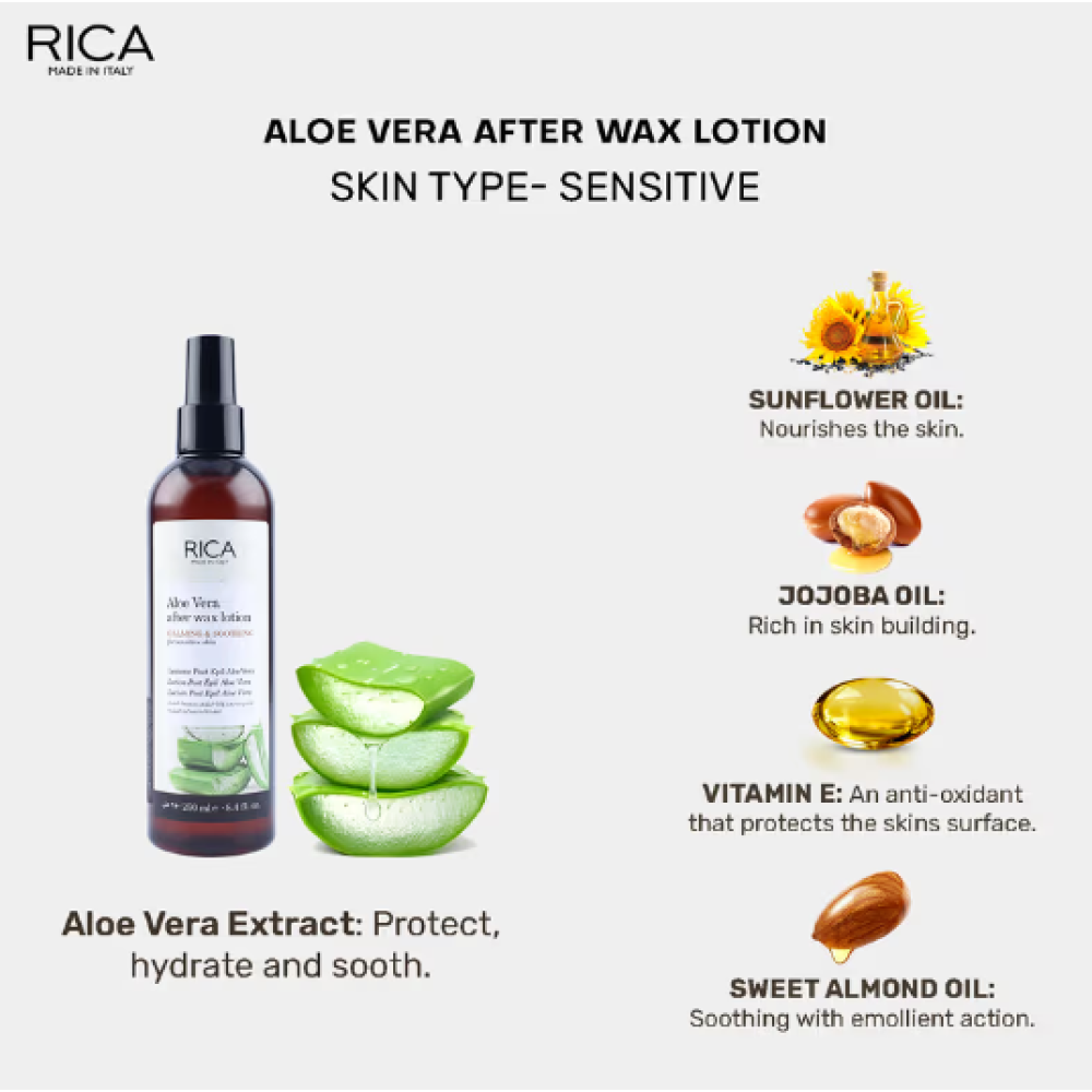 RICA Aloe Vera After wax lotion - Alvejas losjons pēc vaksācijas RICA, 250ml