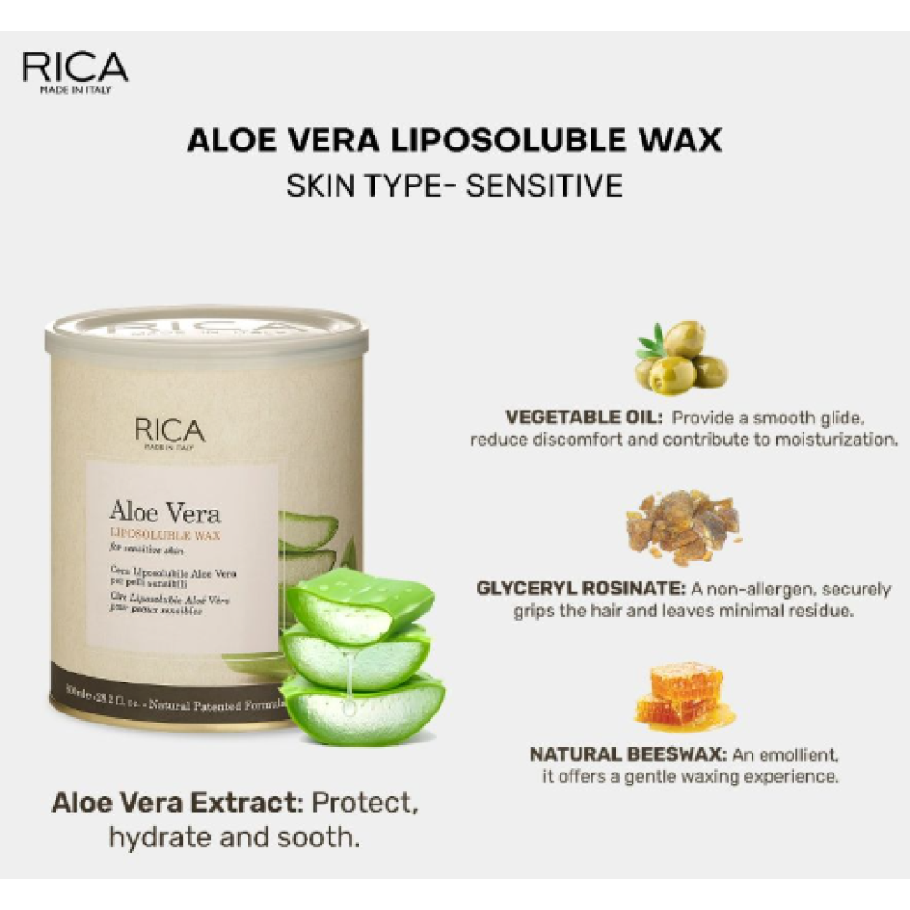 RICA Aloe Vera wax - Vasks ar alvejas ekstraktu, 800ml