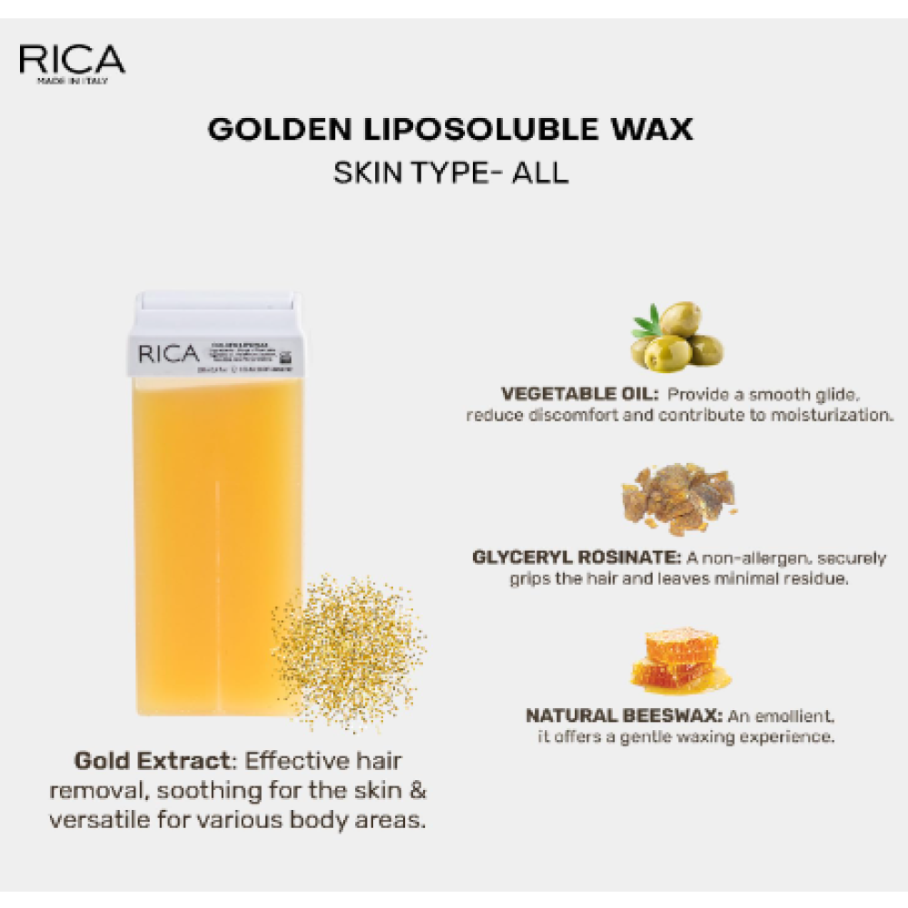 RICA Golden wax - Zelta vasks, 100ml