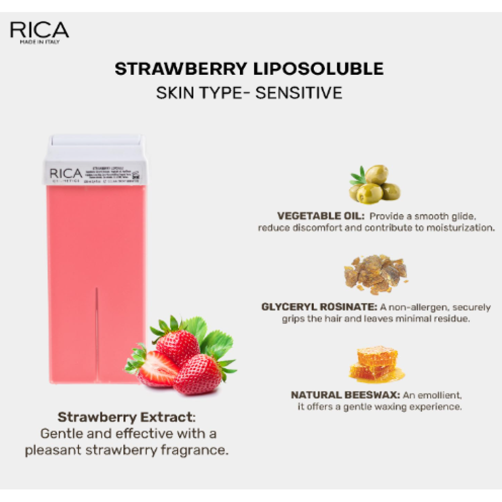 RICA Strawberry wax - Zemeņu vasks, 100ml