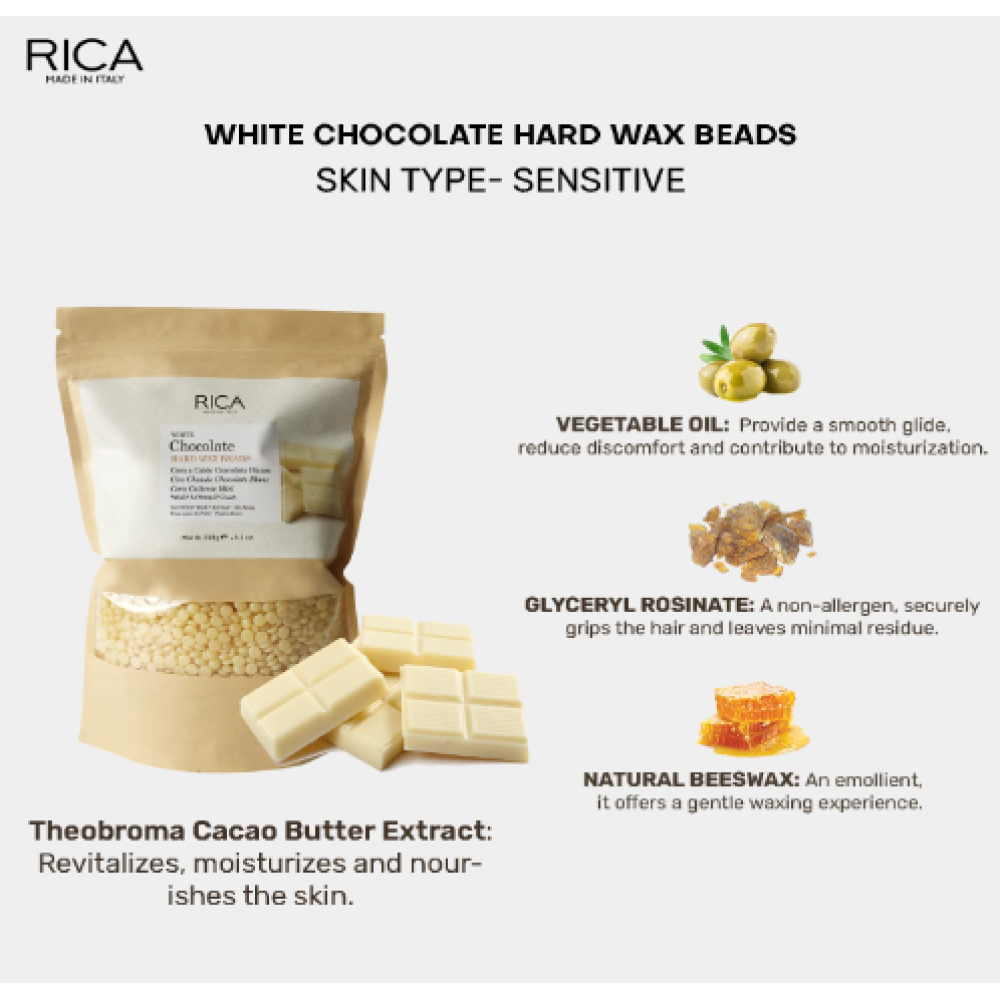 RICA White Chocolate Hard wax beads - Воск Белый шоколад в гранулах, 800гр.