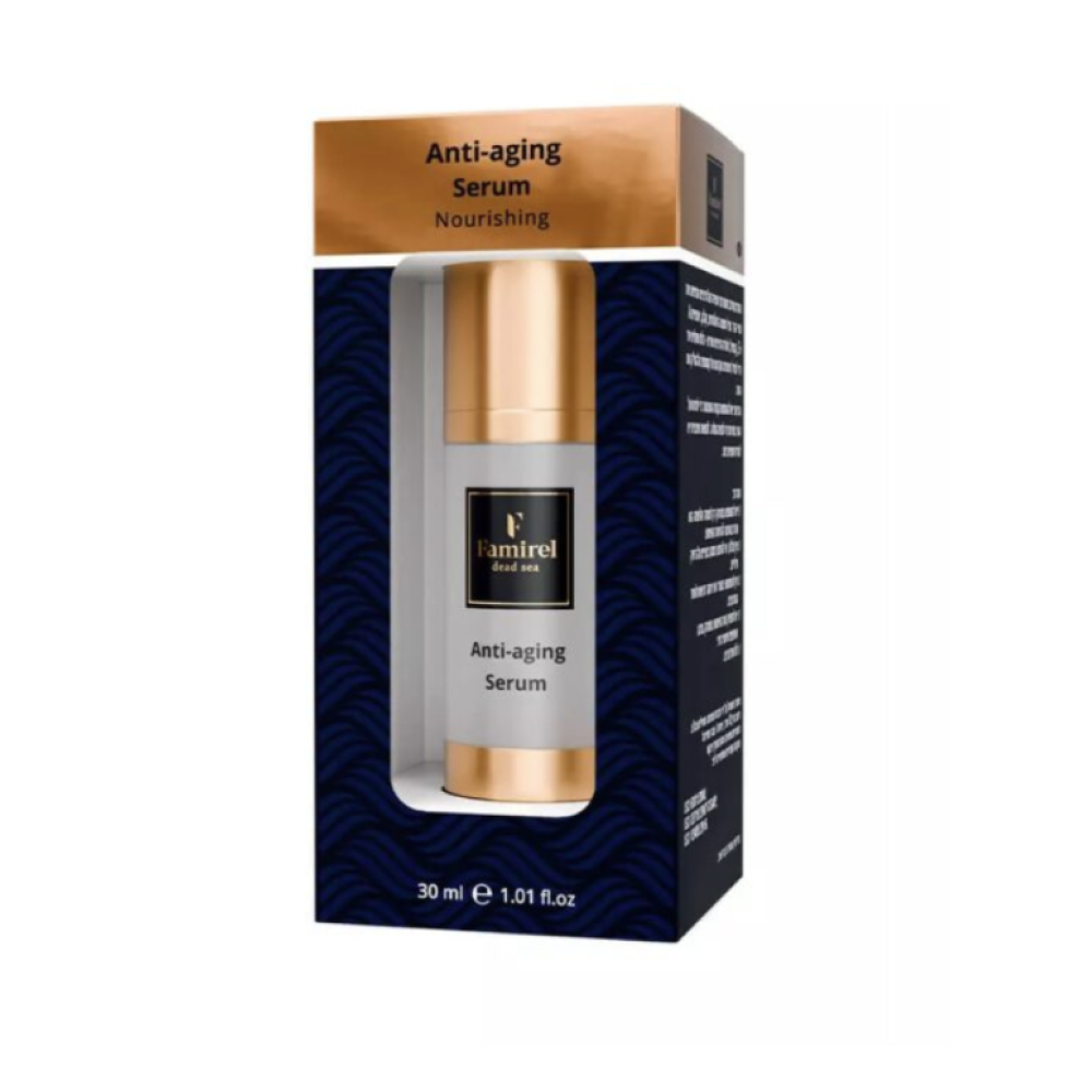 FAMIREL Anti-Aging Face Serum Nourishing with Dead Sea Minerals - Pretnovecošanās sejas serums ar Nāves jūras minerāliem, 30ml (7290114085281)