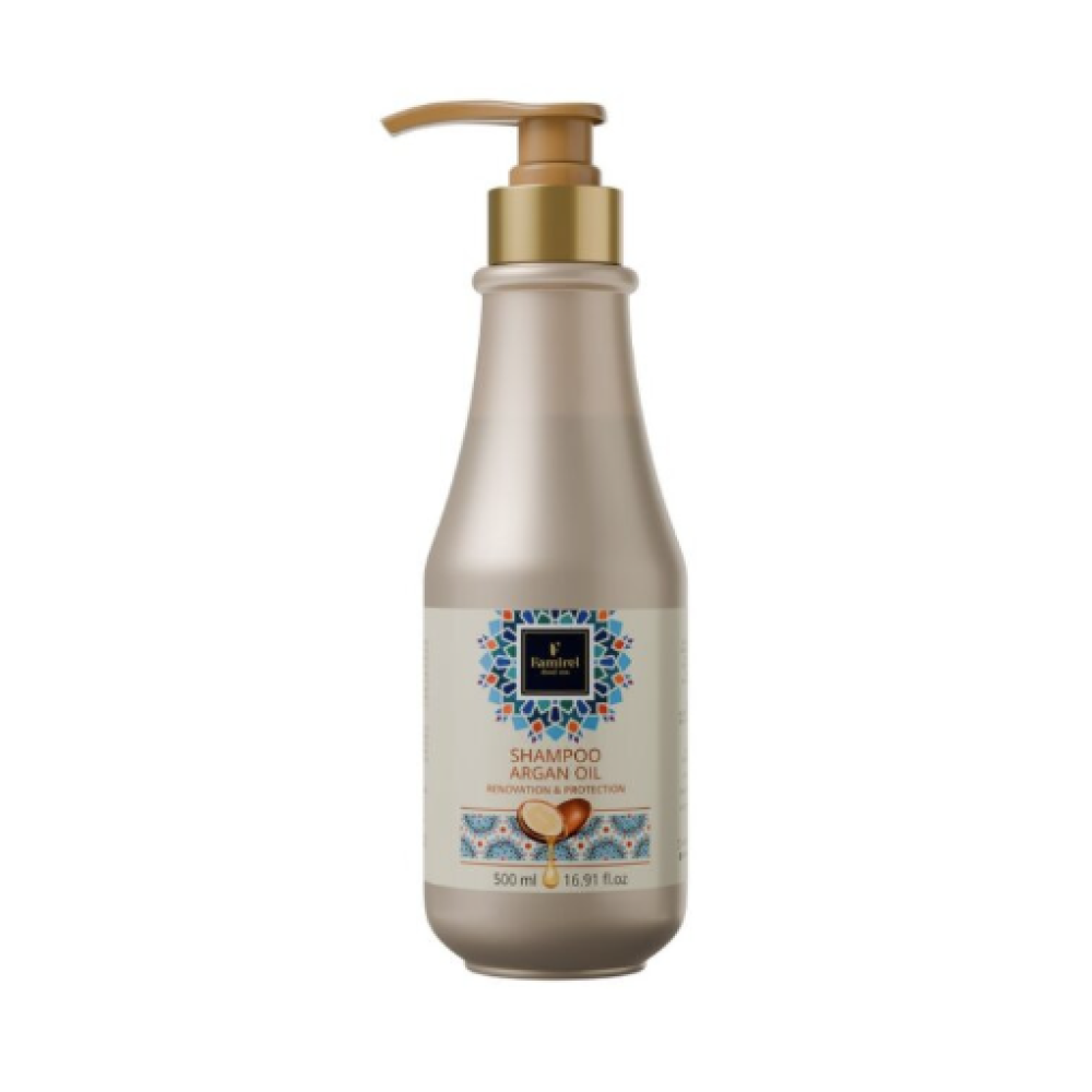 FAMIREL Shampoo Argan Oil Renovation & Protection - Barojošs šampūns ar argāna eļļu, 500ml (7290114085861)