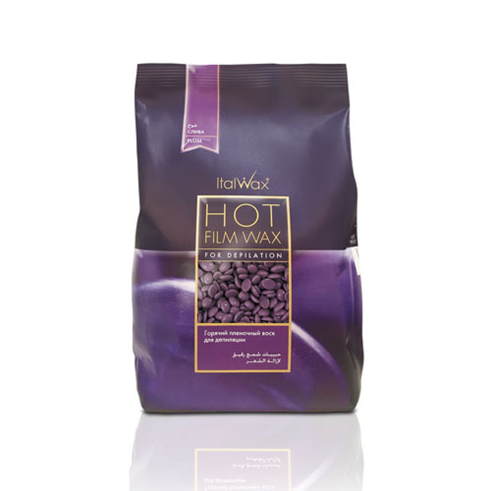 ItalWax Hot Film Wax Plum - Caurspīdīgs plēves vasks PLŪME, 1000g ItalWax Hot Film Wax Plum - Caurspīdīgs plēves vasks PLŪME, 1000g