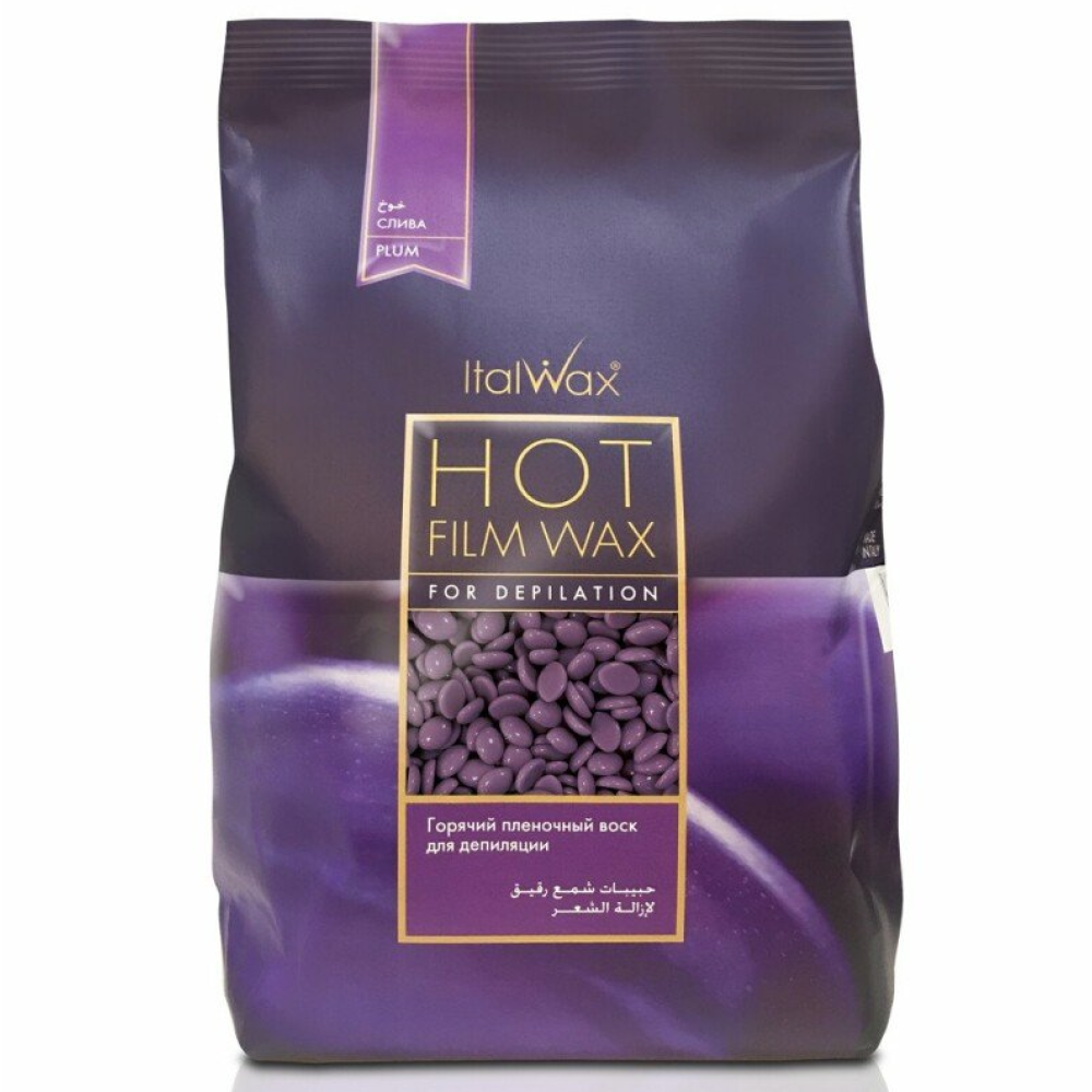 ItalWax Hot Film Wax PLUM - Caurspīdīgs plēves vasks PLŪME, 1000g
