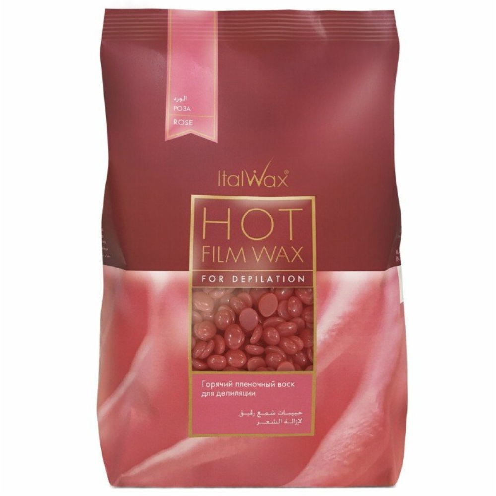 ItalWax Hot Film Wax ROSE - Caurspīdīgs plēves vasks ROZE, 1000g (BRL63034)