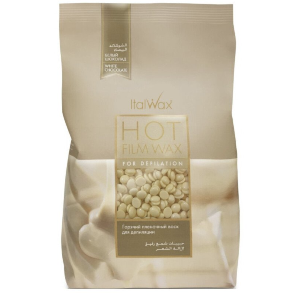 ItalWax Hot Film Wax WHITE CHOCOLATE - Caurspīdīgs plēves vasks BALTĀ ŠOKOLĀDE, 1000g (BRL63041)