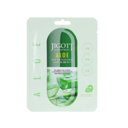 Jigott Aloe Vera Real Ampoule Mask - Auduma maska sejai, 27ml