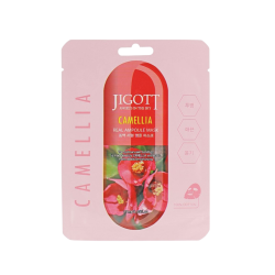 Jigott Camellia Real Ampoule Mask - Auduma maska sejai, 27ml