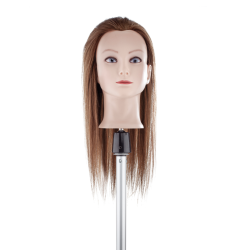 Manekena galva Chloe, brown - ar naturāliem matiem, 50cm