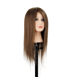 Manekena galva Sophie, brown - ar naturāliem matiem, 45-50cm