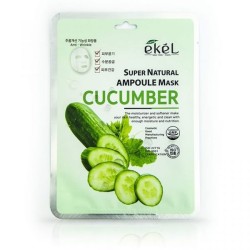 EKEL Super Natural Ampoule Mask Cucumber Mitrinoša, izgaismojoša maska ar gurķa ekstraktu