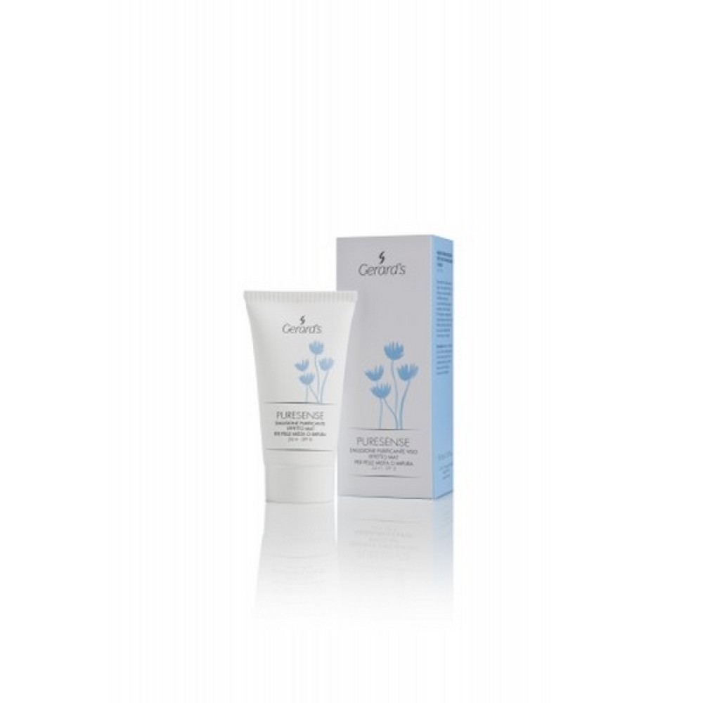 GERARD'S PURESENSE Purifying and mattifying face emulsion for combination or impure skin 24H, SPF8 - Attīroša un matējoša sejas emulsija kombinēta tipa vai netīrai ādai, 50ml GERARD'S PURESENSE Purifying and mattifying face emulsion for combination or impure skin 24H, SPF8 - Attīroša un matējoša sejas emulsija kombinēta tipa vai netīrai ādai, 50ml