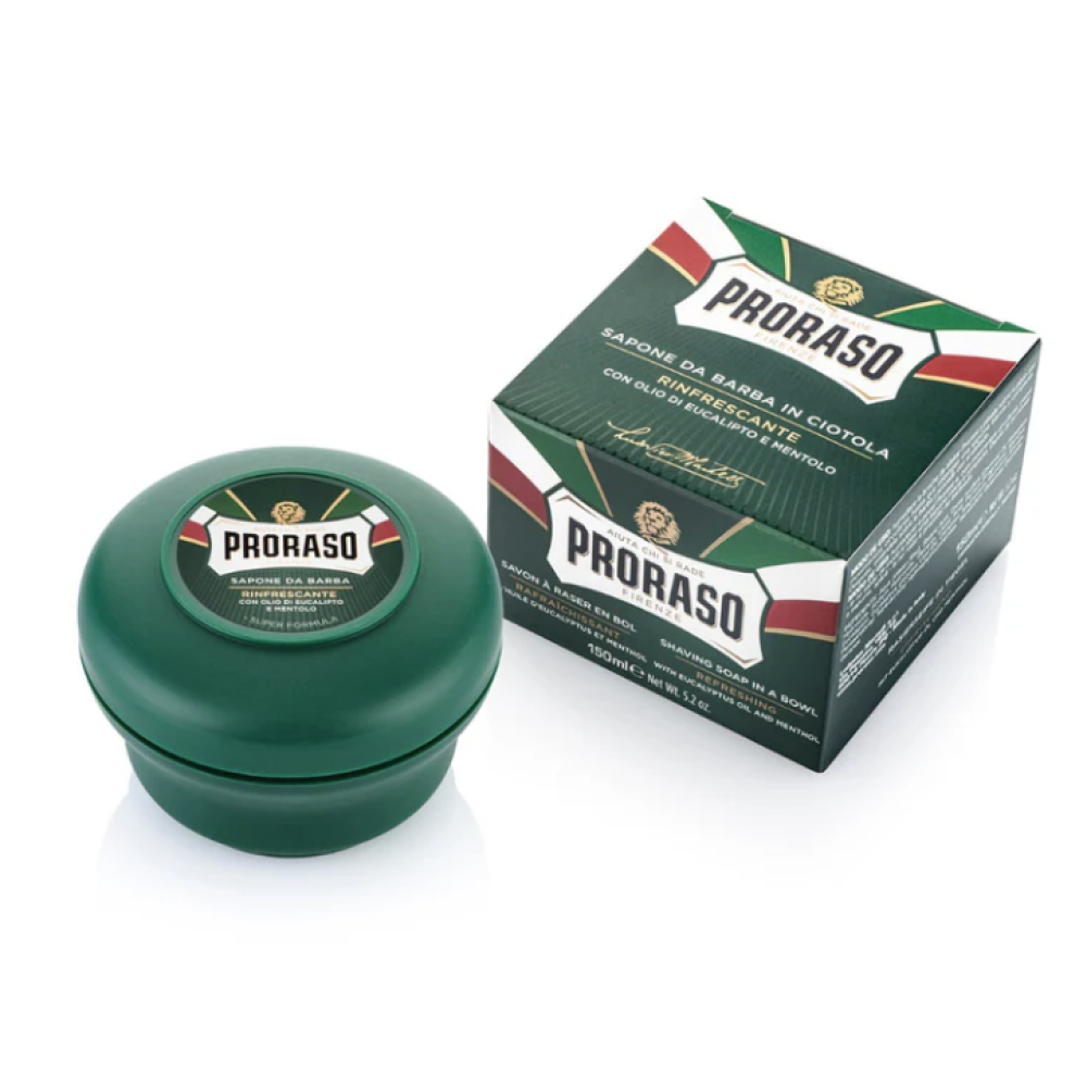PRORASO Refreshing Shaving Soap With Eucalyptus Oil And Menthol - Skūšanās ziepes ar eikalipta eļļu un mentolu, 150ml