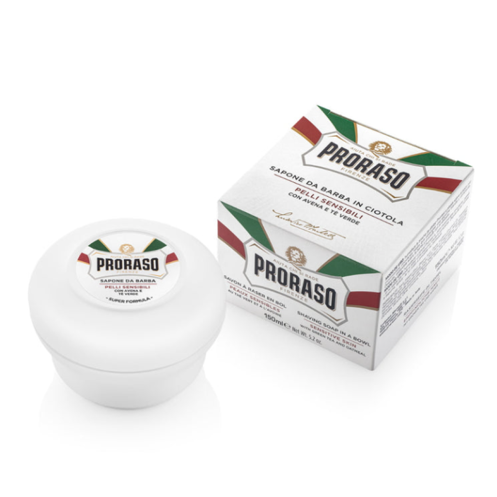PRORASO Sensitive Shaving Soap With Green Tea Extract - Skūšanās ziepes ar zaļās tējas ekstraktu, 150ml