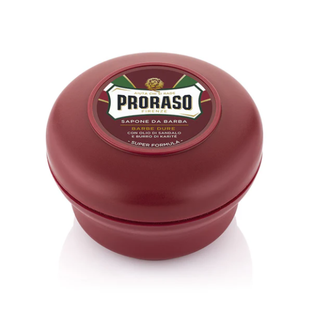 PRORASO Coarse Shaving Soap With Sandalwood and Shea butter - Skūšanās ziepes ar sandalkoku un šī sviestu, 150ml